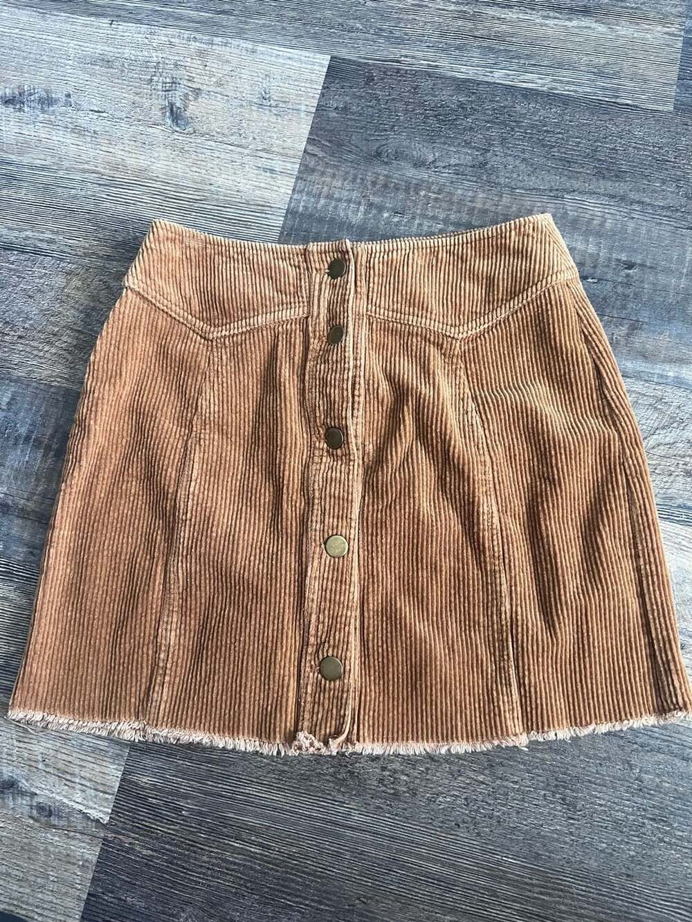 Mittoshop Corduroy Button Front Mini Skirt Size S Brown